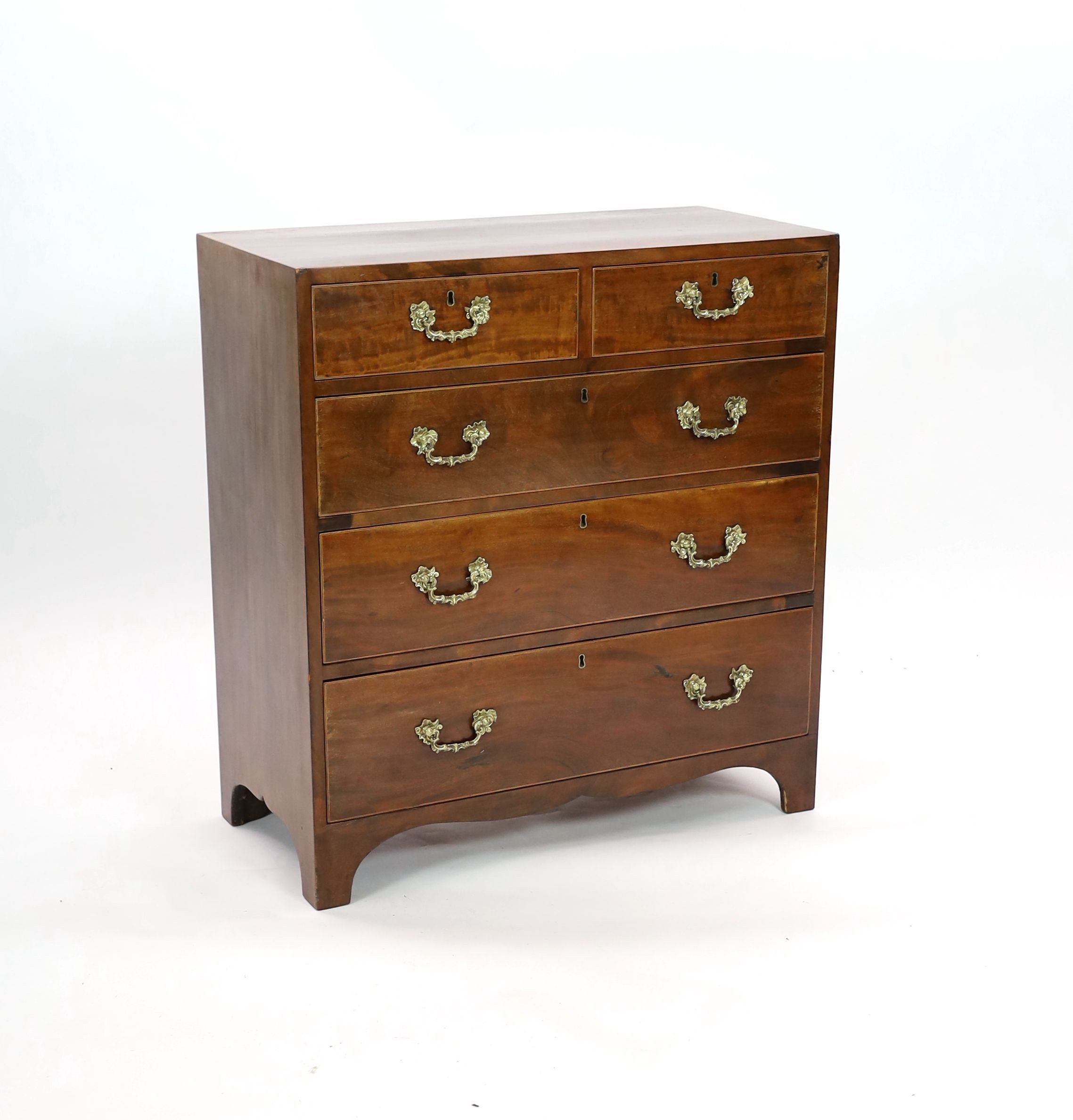 A George III inlaid mahogany chest, width 89cm depth 42cm height 95cm